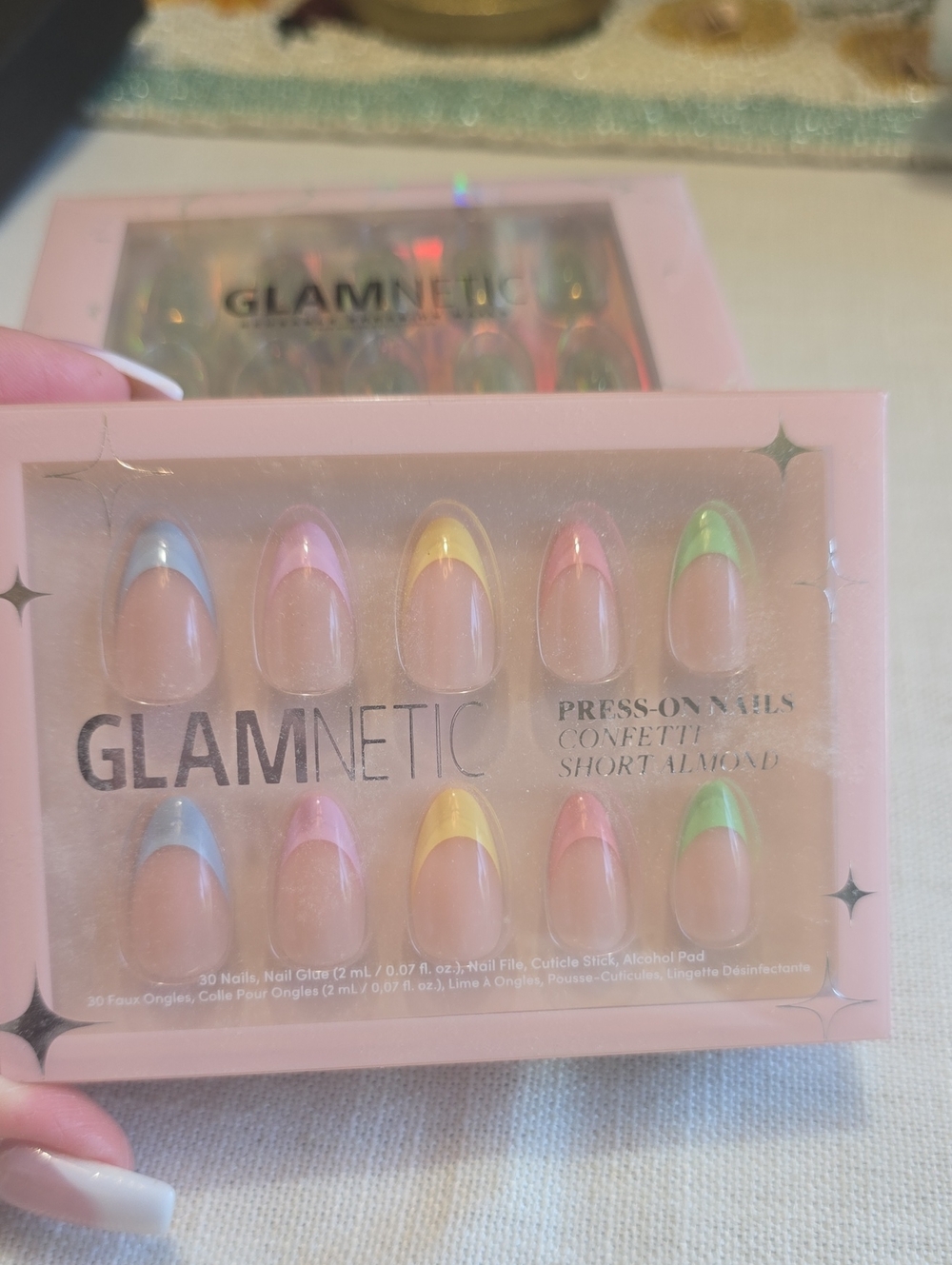 GLAMNETIC Confetti Short Almond Press-On Nails - Pastel Multicolor Tips